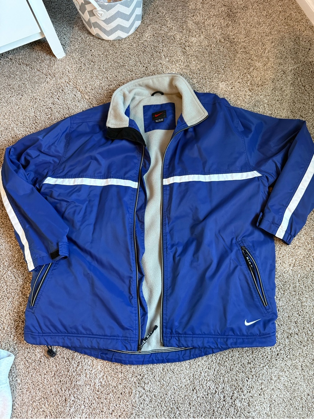 Nike Royal Blue Men’s Performance Jacket with White Stripes